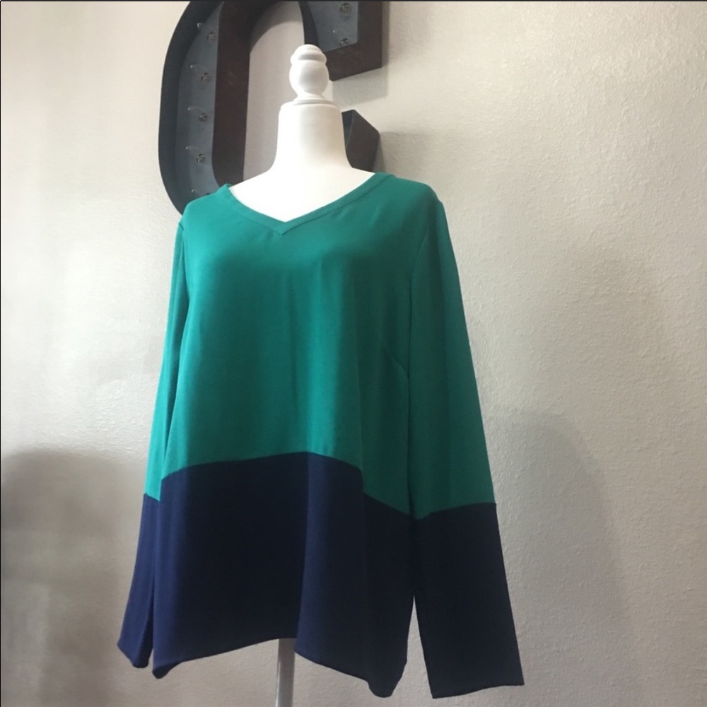 Daniel Cremieux Long Sleeve Color Block Tunic - Picture 2 of 8